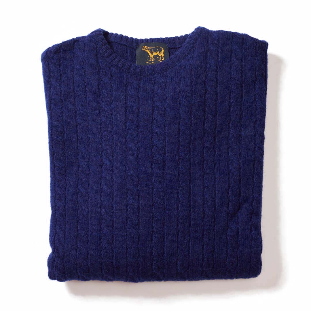 Osborne Knitwear, lamswollen kabeltrui heren, regatta