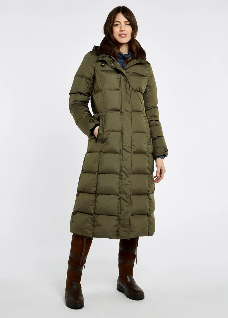 Afbeelding laden in Galerijviewer, Dubarry Aldborough dames lange donsjas, olive