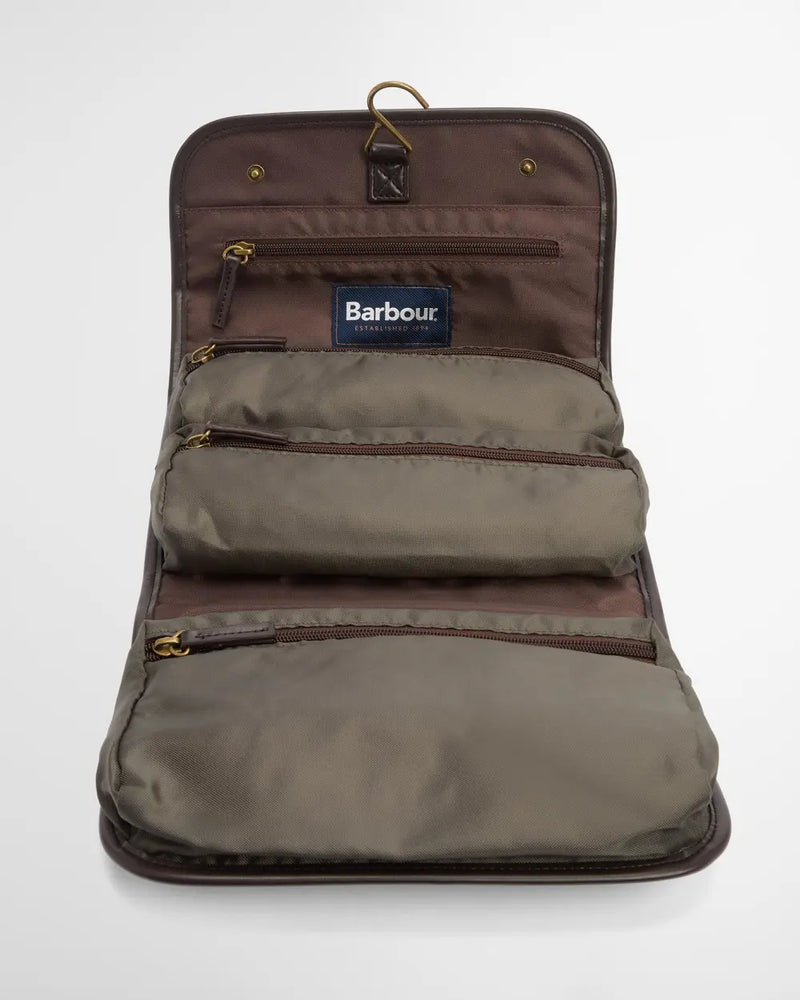 Afbeelding laden in Galerijviewer, Barbour Wax Hanging Washbag, olive