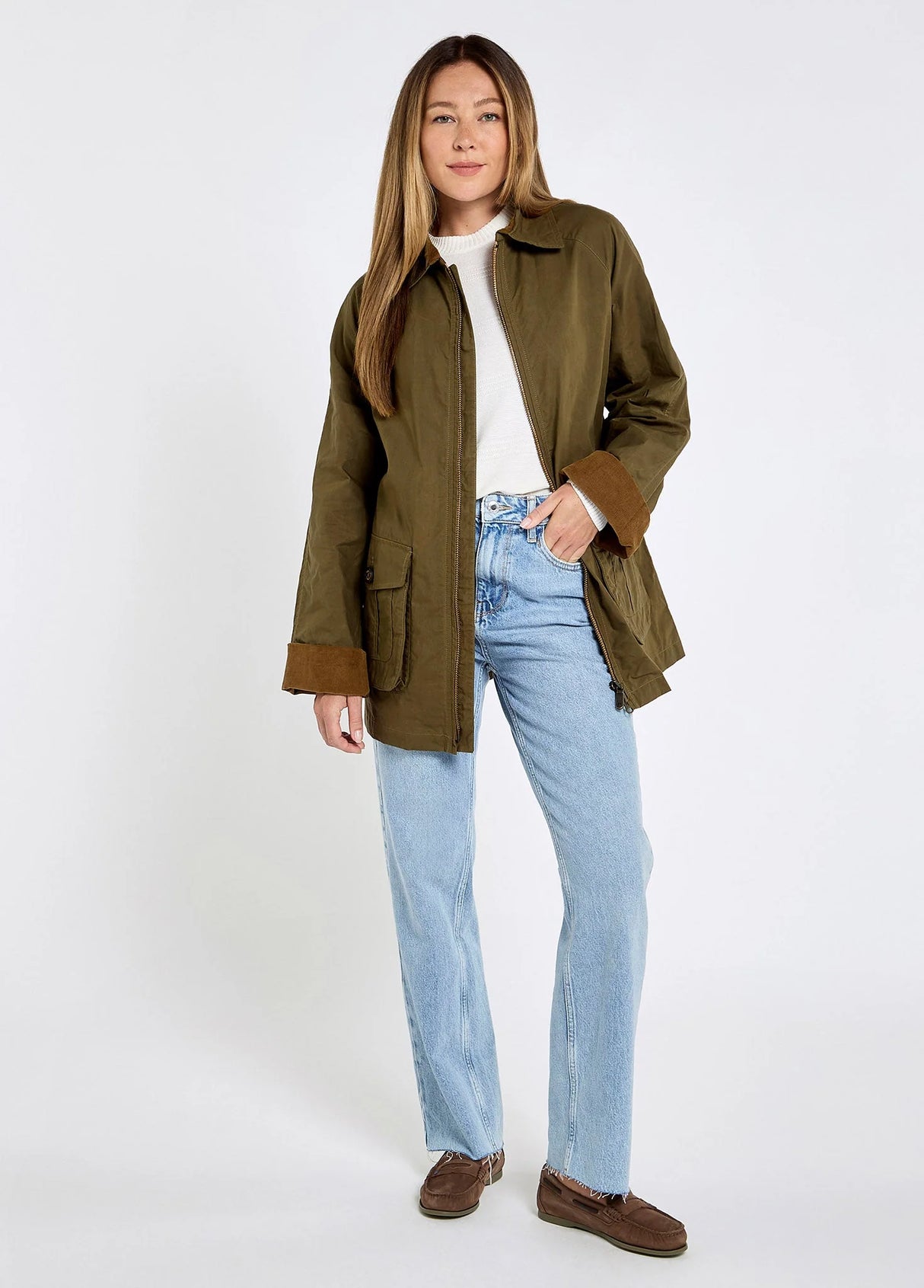 Dubarry Delaney Dames Waxkatoen Utility Jas, dusky green