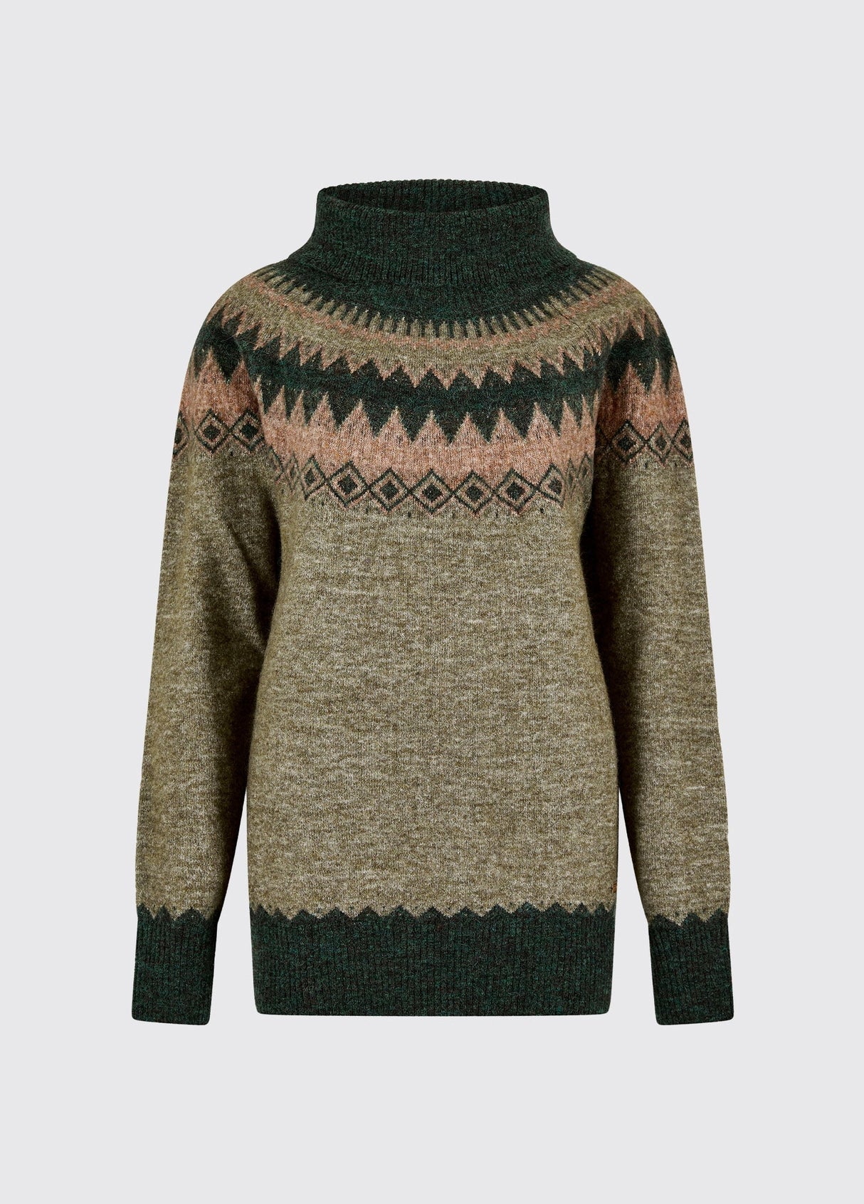 Dubarry Devlin Dames Fair Isle Coltrui, olive multi