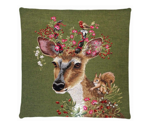 Gobelin Kussen Fantasy Hert, groen
