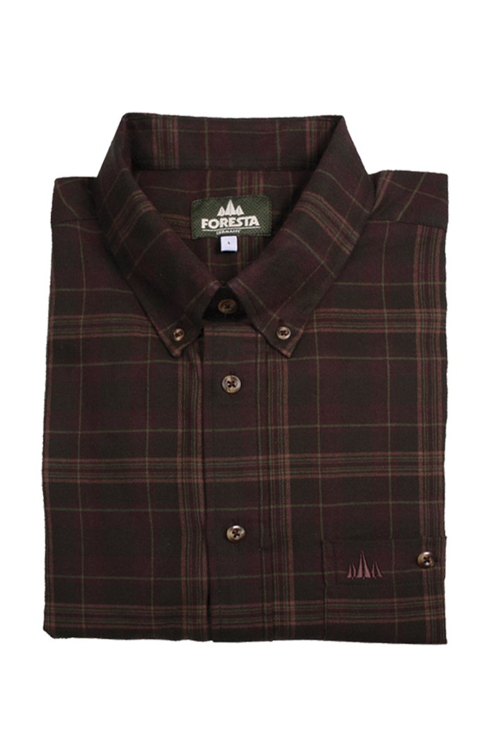 Foresta heren overhemd, flanel, geruit, olive/bordeau, 60-4011
