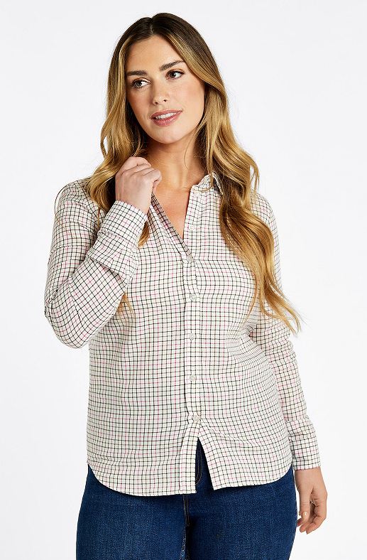 Dubarry Freesia Shirt, pink/olive/off white