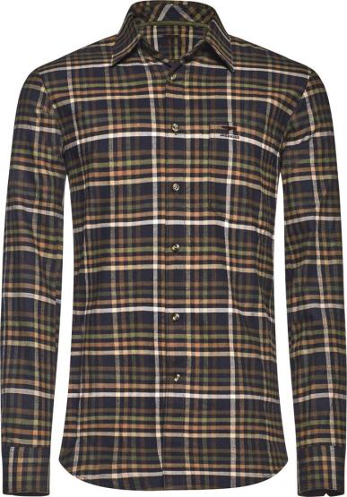 Jagdhund Benedikt, heren overhemd, olive/brown check