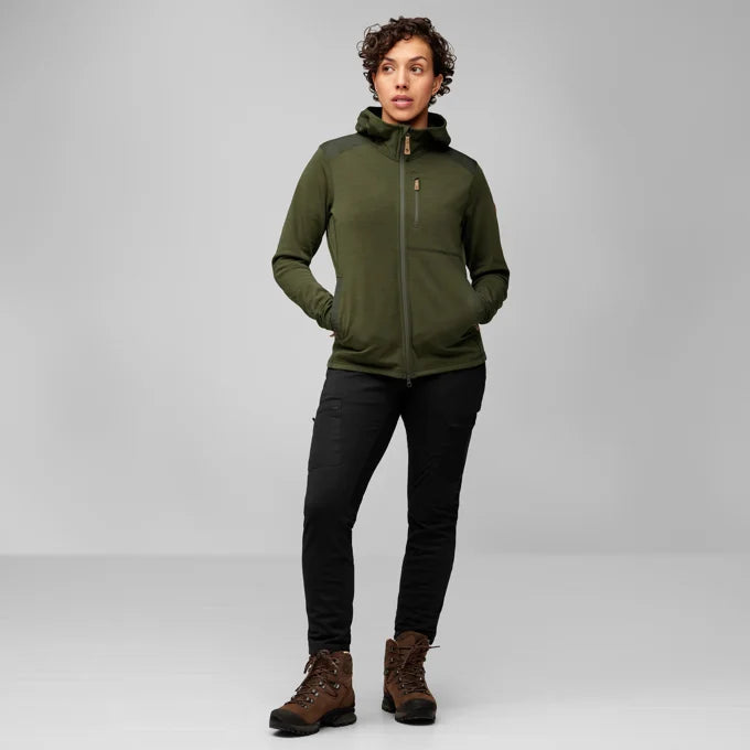 Afbeelding laden in Galerijviewer, Fjällräven Keb Fleece Hoodie W Laurel Green/Deep Forest