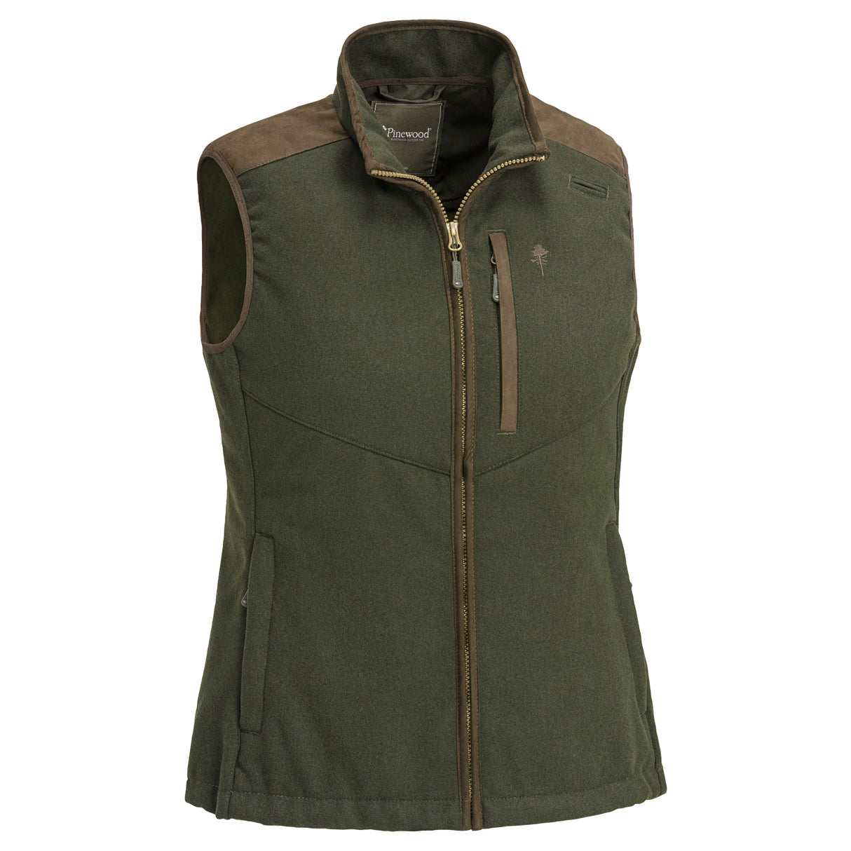 Pinewood Nydala Wool Vest, mossgreen/suède brown