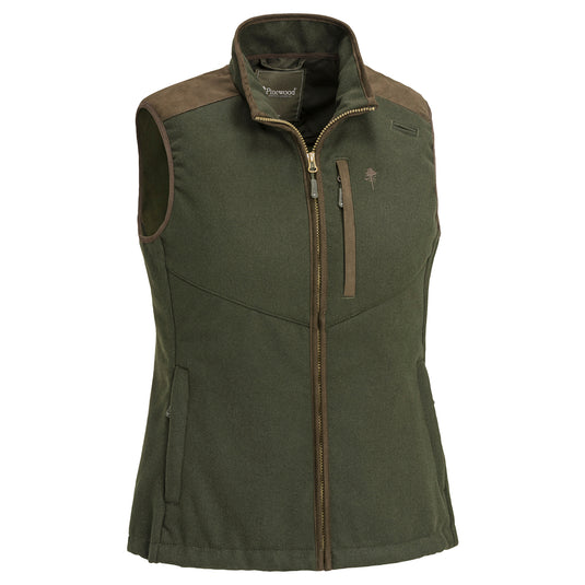 Pinewood Nydala Wool Vest, mossgreen/suède brown