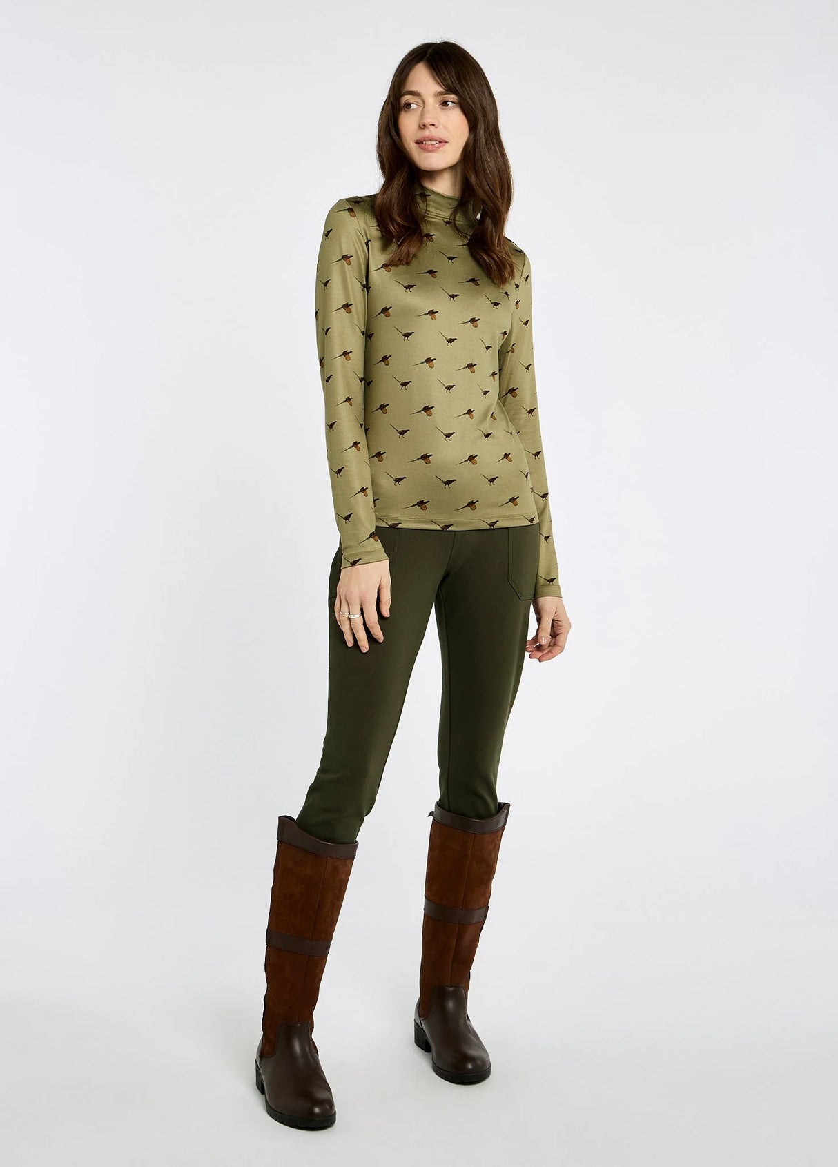 Dubarry Reynolds Dames Mock Neck Top, dusky green