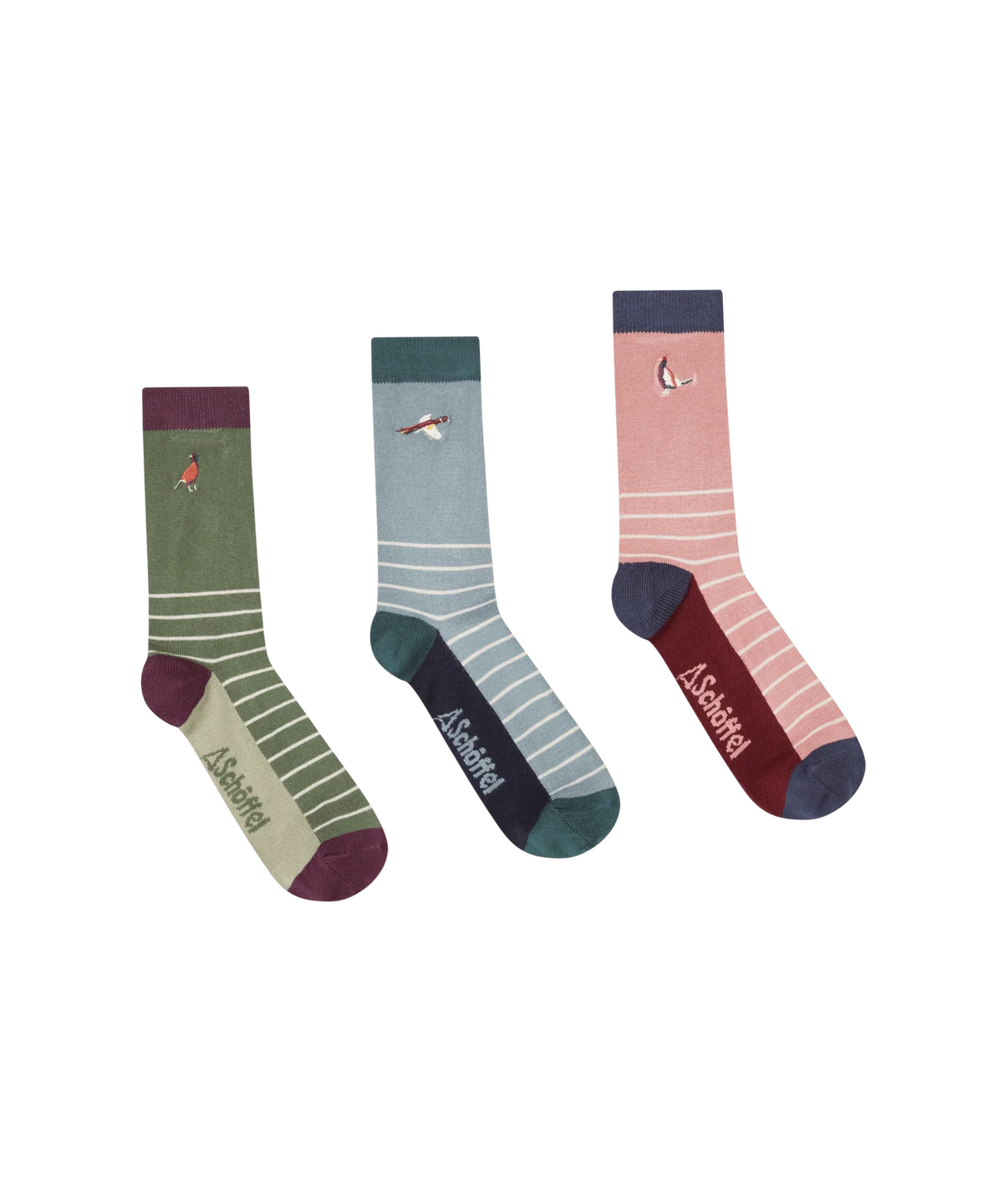 Schöffel Ladies Bamboo Sock (Box Of 3), loden green pheasant mix