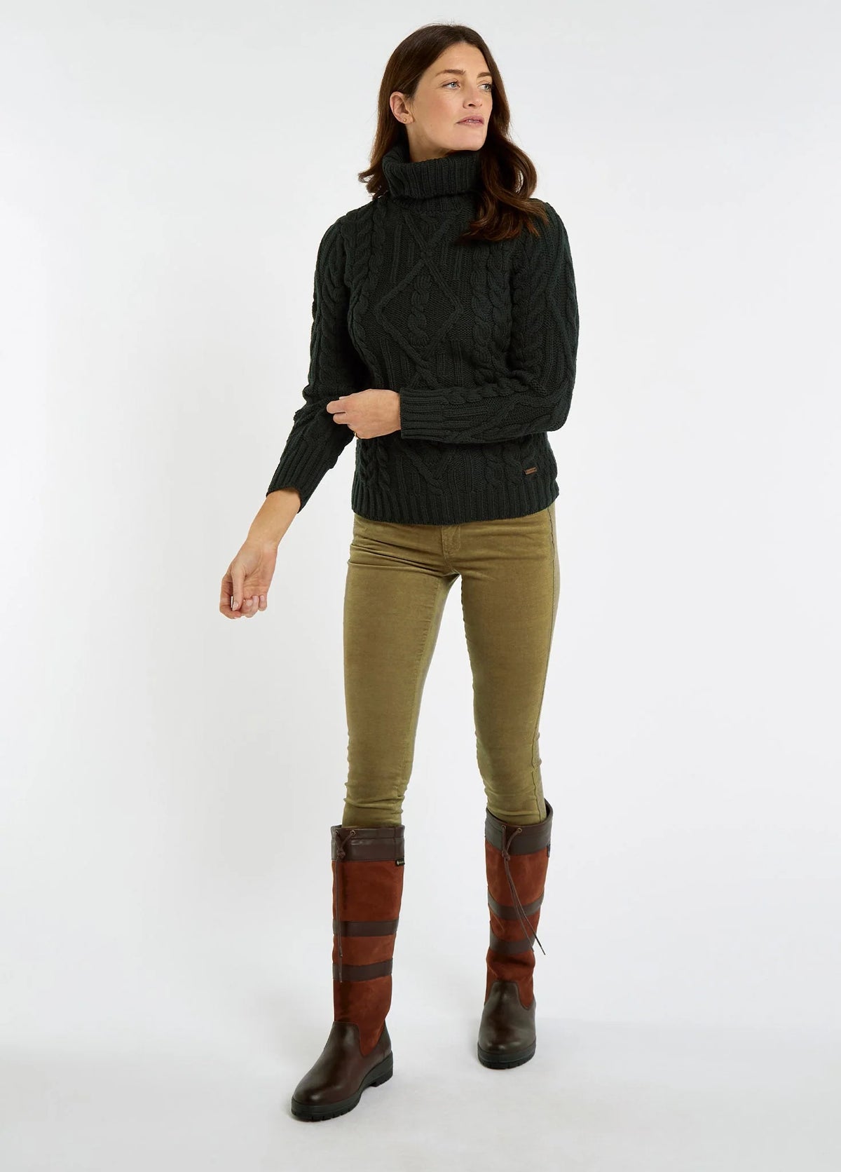 Dubarry Somers, dames roll neck trui, olive