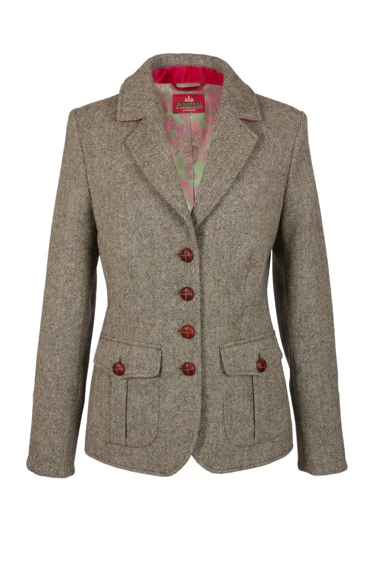 Afbeelding laden in Galerijviewer, Foresta damesblazer Tracy, visgraat, olive/off white