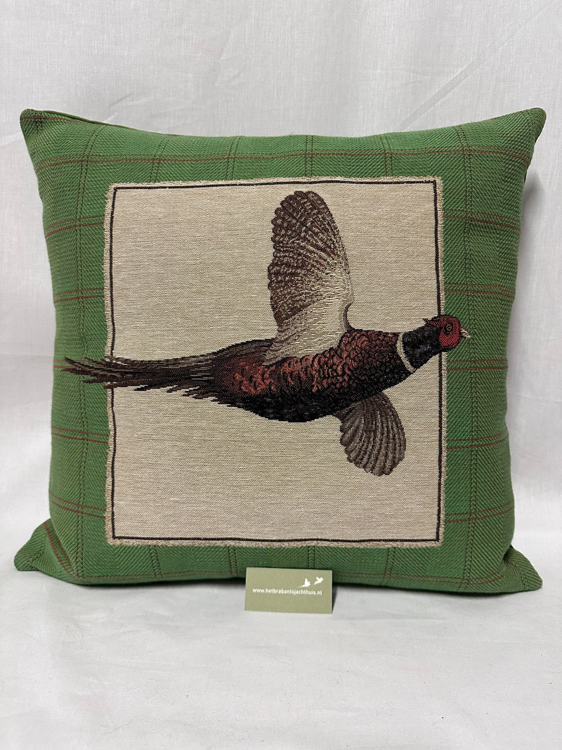 Afbeelding laden in Galerijviewer, Gobelin Kussen Fazant Vliegend, groen