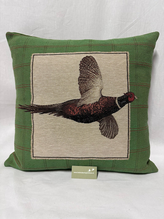 Gobelin Kussen Fazant Vliegend, groen