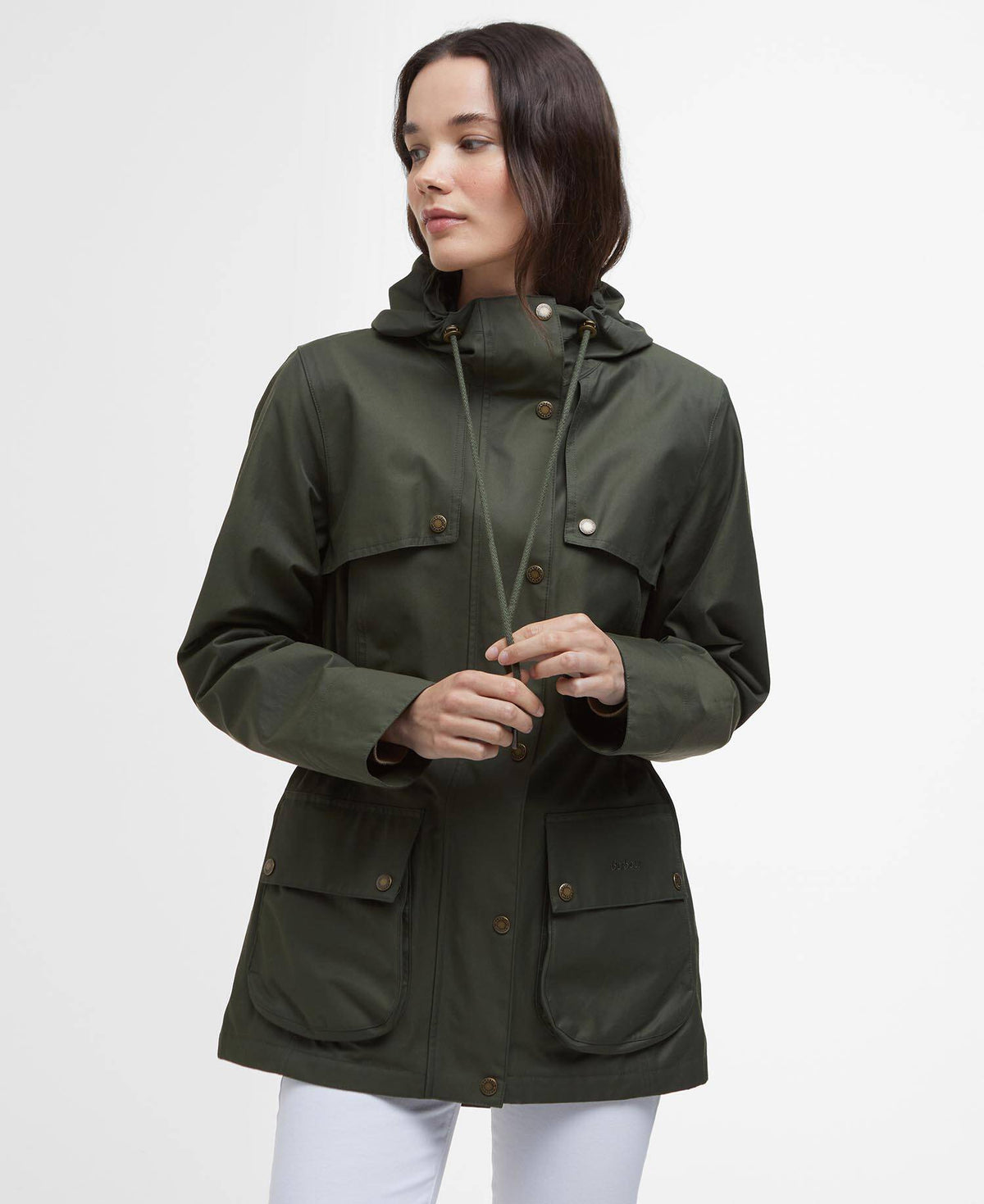 Barbour Maple Waterproof Jacket, olive/ancient tartan