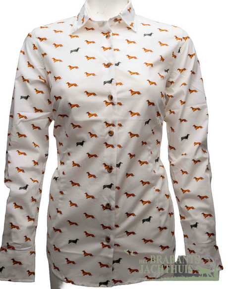 Foresta damesblouse, wit, teckels