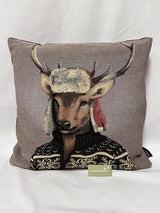 Gobelin Kussen Hert Winter,taupe