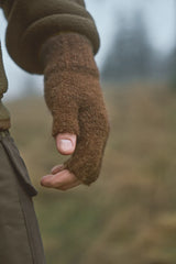 Härkila Alpacka Half Finger Gloves, pinecone brown