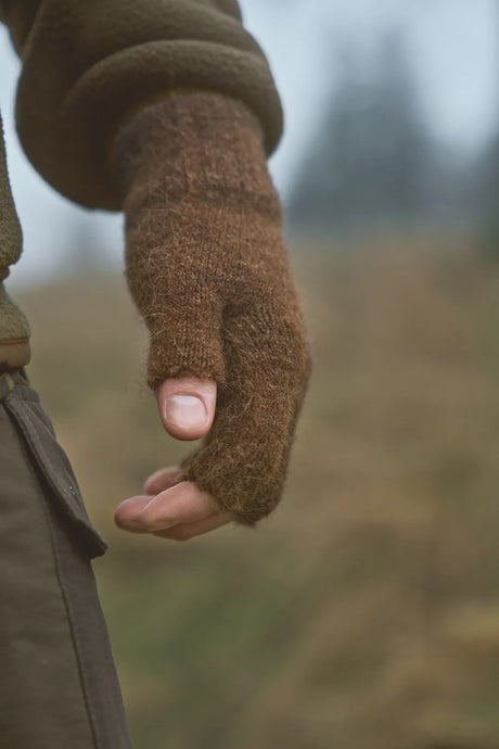 Härkila Alpacka Half Finger Gloves, pinecone brown