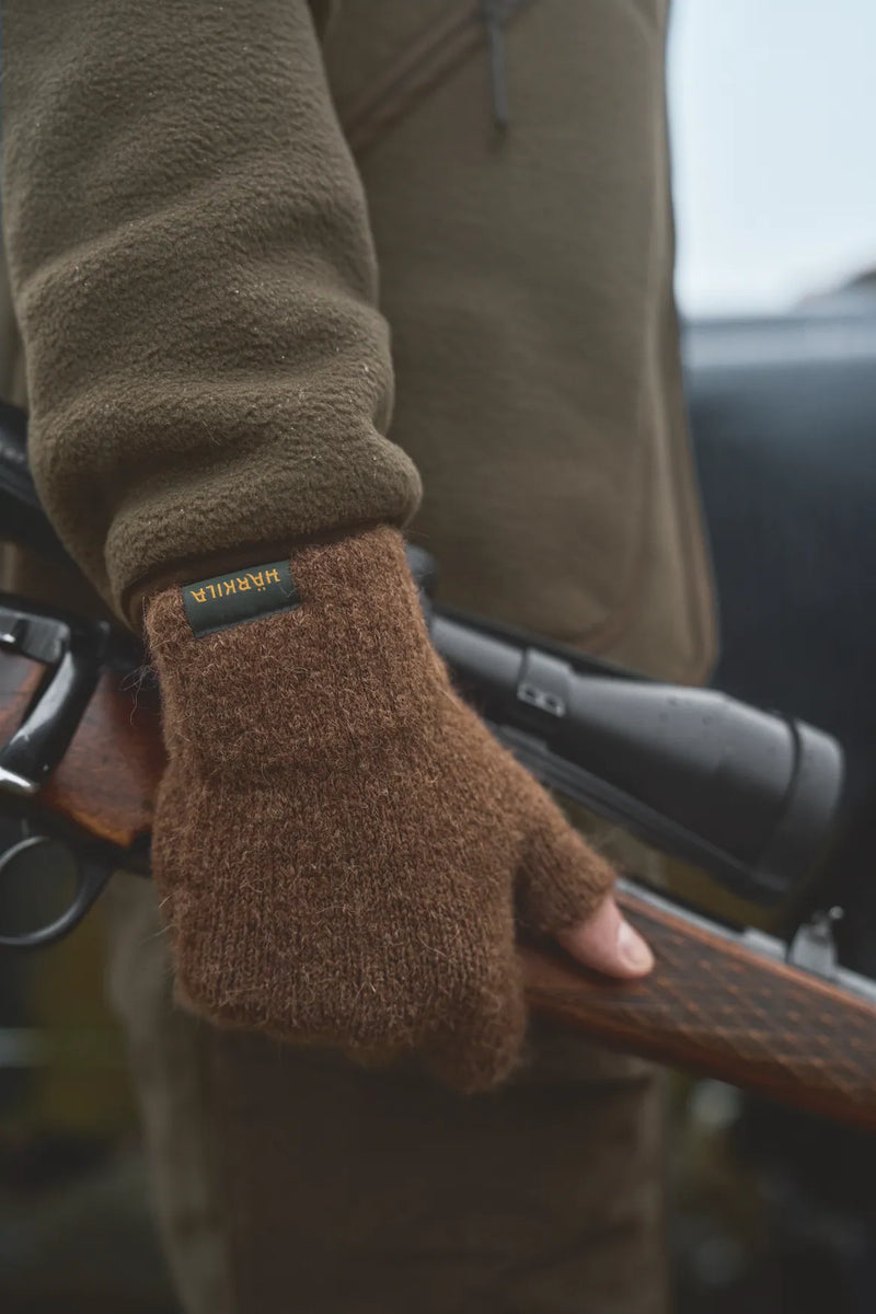 Afbeelding laden in Galerijviewer, Härkila Alpacka Half Finger Gloves, pinecone brown
