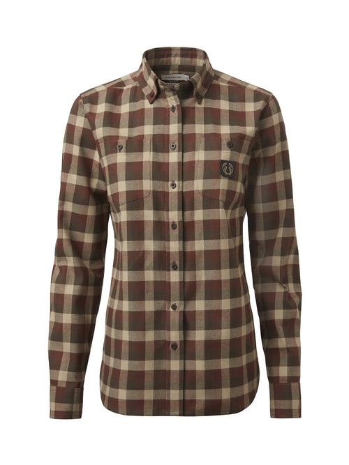 Chevalier Heron Flannel Shirt Women, holly green checked