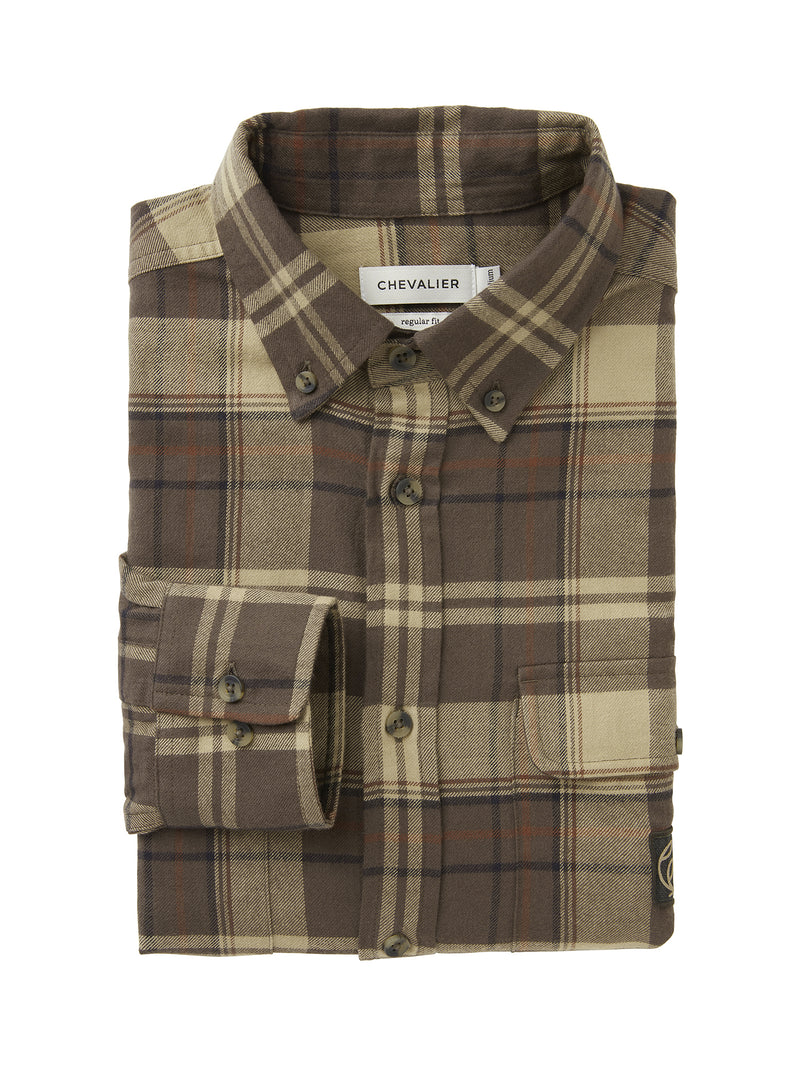 Afbeelding laden in Galerijviewer, Chevalier Heron Flannel Shirt Men, soil brown checked
