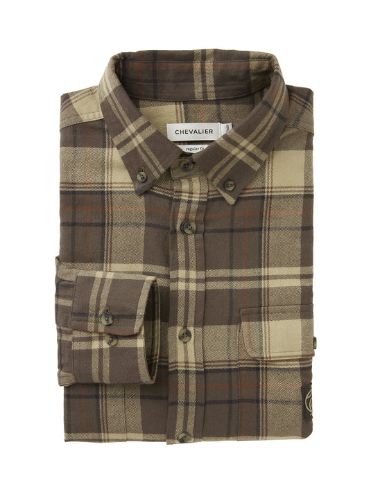 Chevalier Heron Flannel Shirt Men, soil brown checked