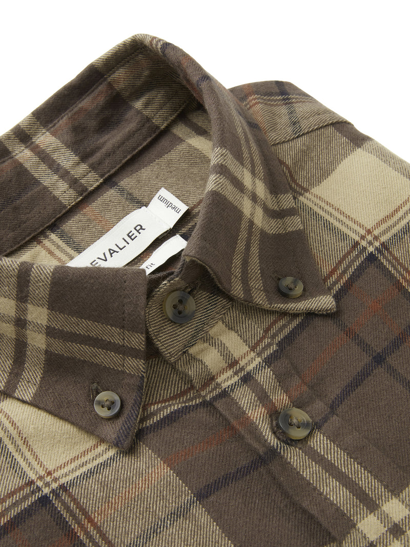 Afbeelding laden in Galerijviewer, Chevalier Heron Flannel Shirt Men, soil brown checked
