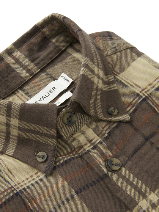 Chevalier Heron Flannel Shirt Men, soil brown checked