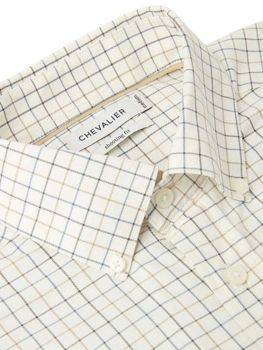 Baron Shooting Fit Stretch Shirt Men - Stormy Blue Tattersall