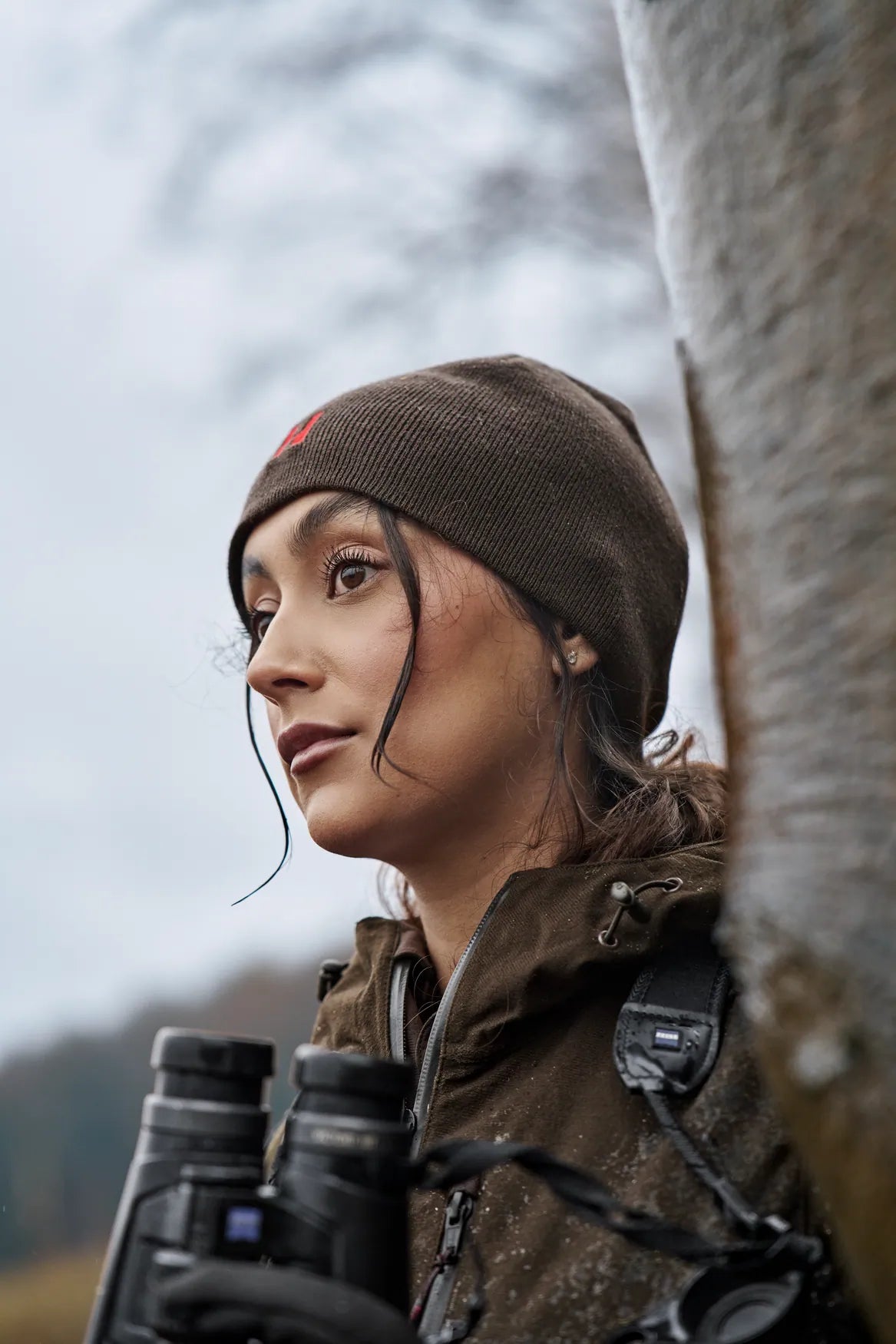 Härkila Aspire Reversible Beanie, shadow brown/red
