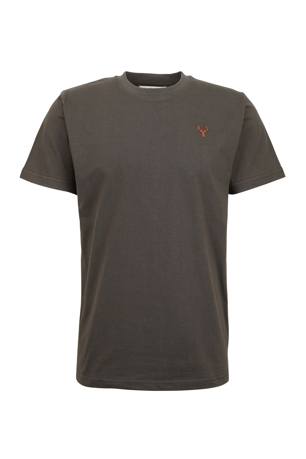 Hubertus heren t-shirt met geborduurde hertenkop, donker groen