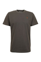 Hubertus heren t-shirt met geborduurde hertenkop, donker groen