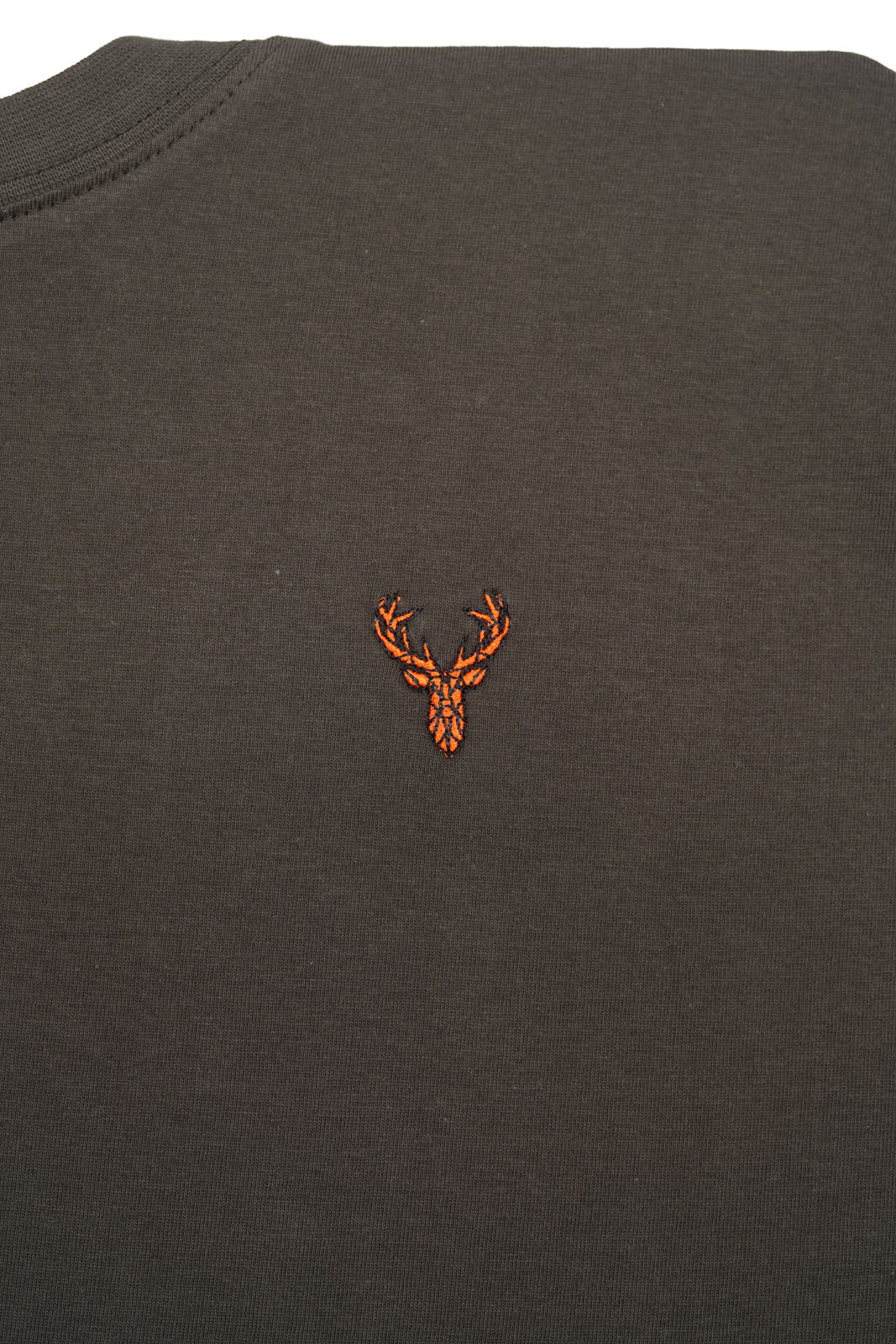 Hubertus heren t-shirt met geborduurde hertenkop, donker groen
