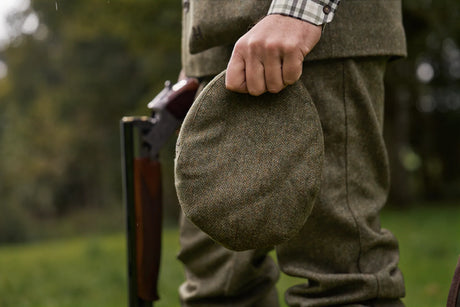 Härkila Kenmore Classic Flat Cap, forest green/herringbone