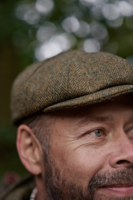 Härkila Kenmore Cl. baker boy cap, forest green/herringbone