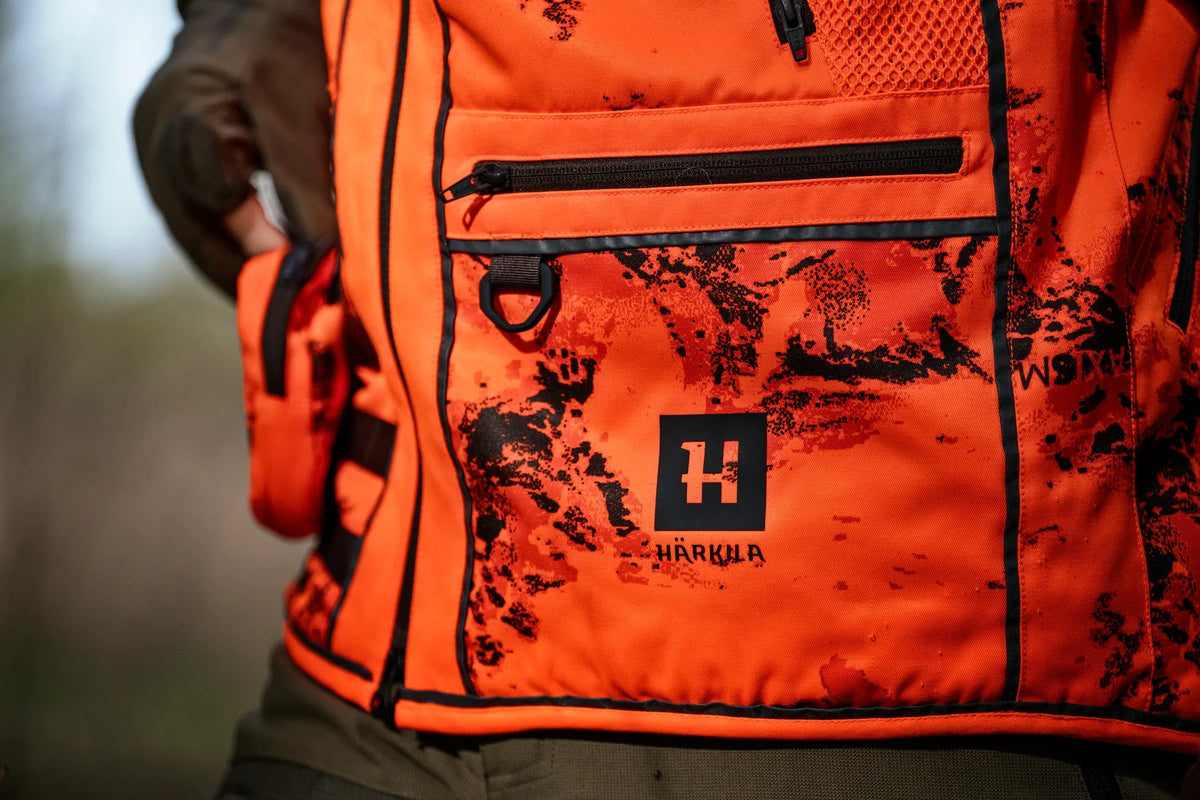 Härkila Wildboar Pro Blaze Camo Waistcoat, AXIS MSP CE Orange