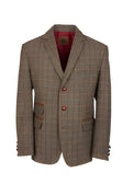 Foresta Rico heren colbert, visgraat met ruit, olive/red