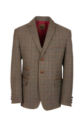 Foresta Rico heren colbert, visgraat met ruit, olive/red