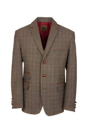 Foresta Rico heren colbert, visgraat met ruit, olive/red