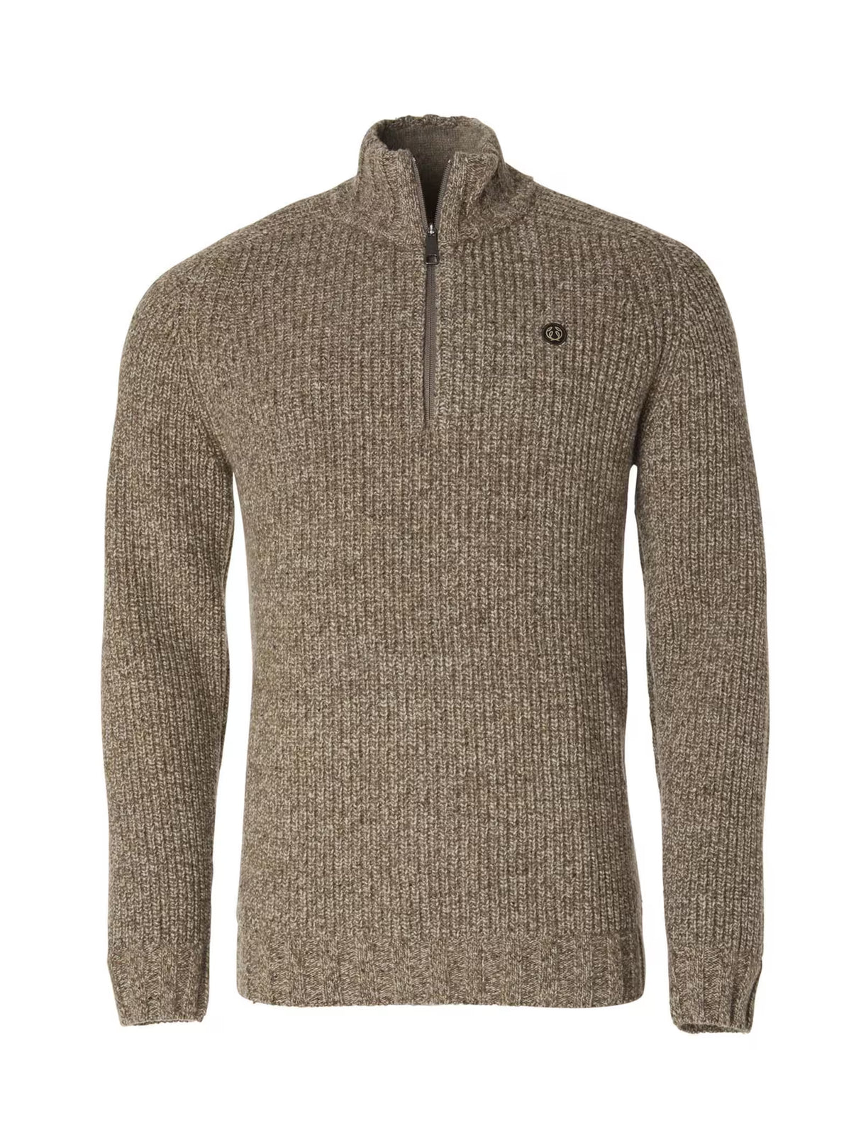 Chevalier Groby Half Zip Wool Pullover Men, saddle brown