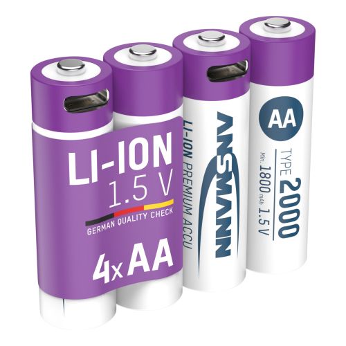 Ansmann  1,5 V LI-ION AA Accu oplaadbaar (4x)