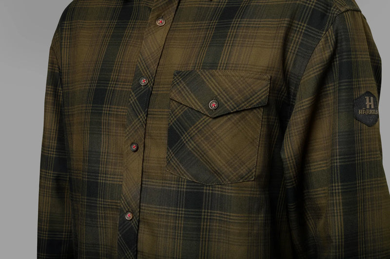 Afbeelding laden in Galerijviewer, Härkila Driven Hunt Flannel Shirt, olive green check
