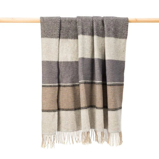 John Hanly Merino Cashmere Throw, grijs steen beige