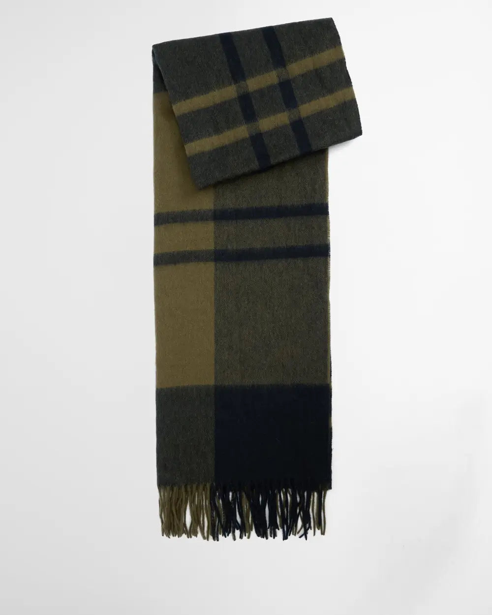 Barbour Maxine Tartan Scarf, black/olive