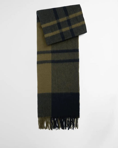 Barbour Maxine Tartan Scarf, black/olive