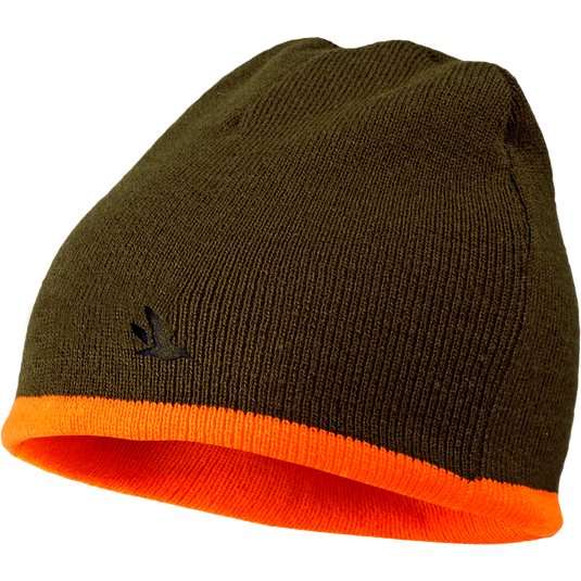 Seeland Ian Reversible Beanie, hi-vis orange/pine green