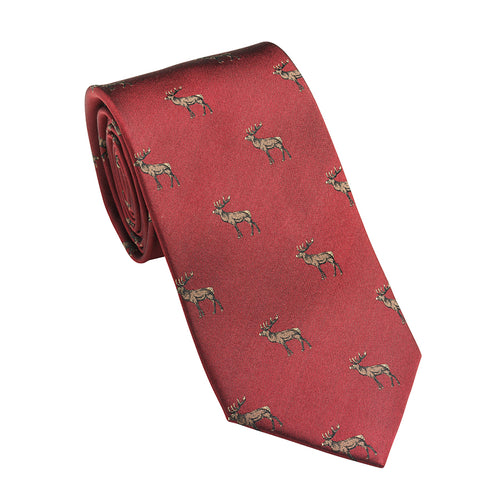 Laksen Stag Deer Tie, vintage red