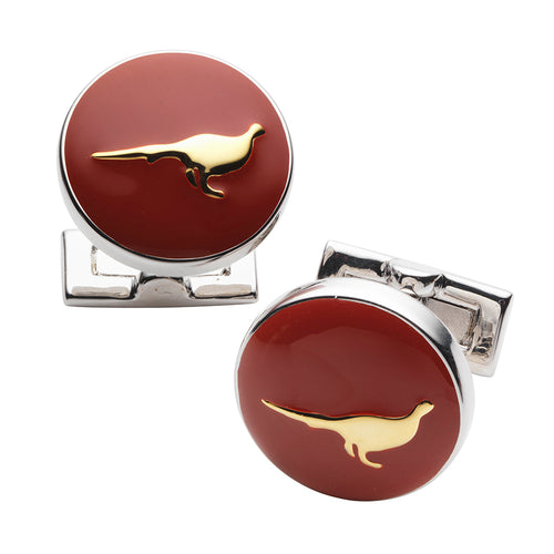 Laksen Pheasant Cufflinks, blood orange