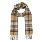 John Hanly Lamswollen Sjaal, beige grijs bruin check